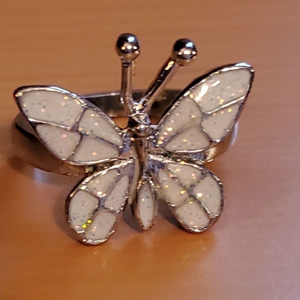 Butterfly Sparkly Enamel Ring - Size 6 & 7